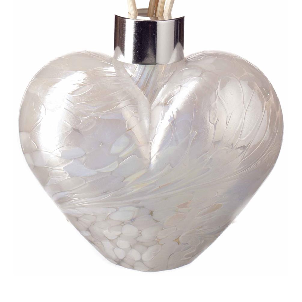 Amelia Art Glass Pearl White Heart Reed Diffuser Extra Image 1